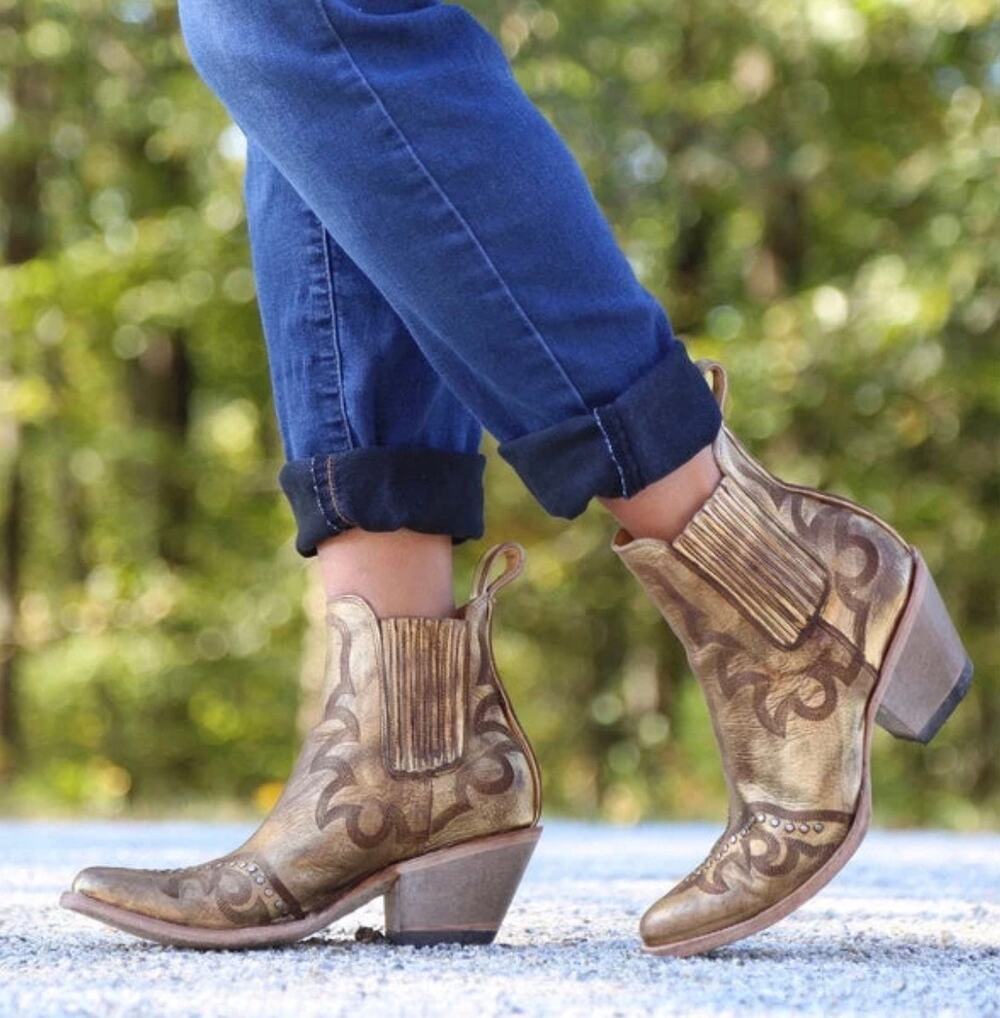 NWOT Old Gringo Shay Women's Ankle Bootie Gold Size 9.5